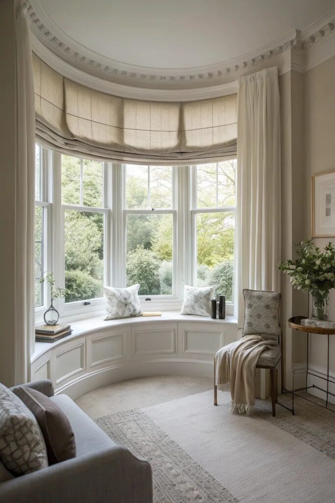 Spacious interior enhanced by Bow Window Replacement Victor ID with panoramic views