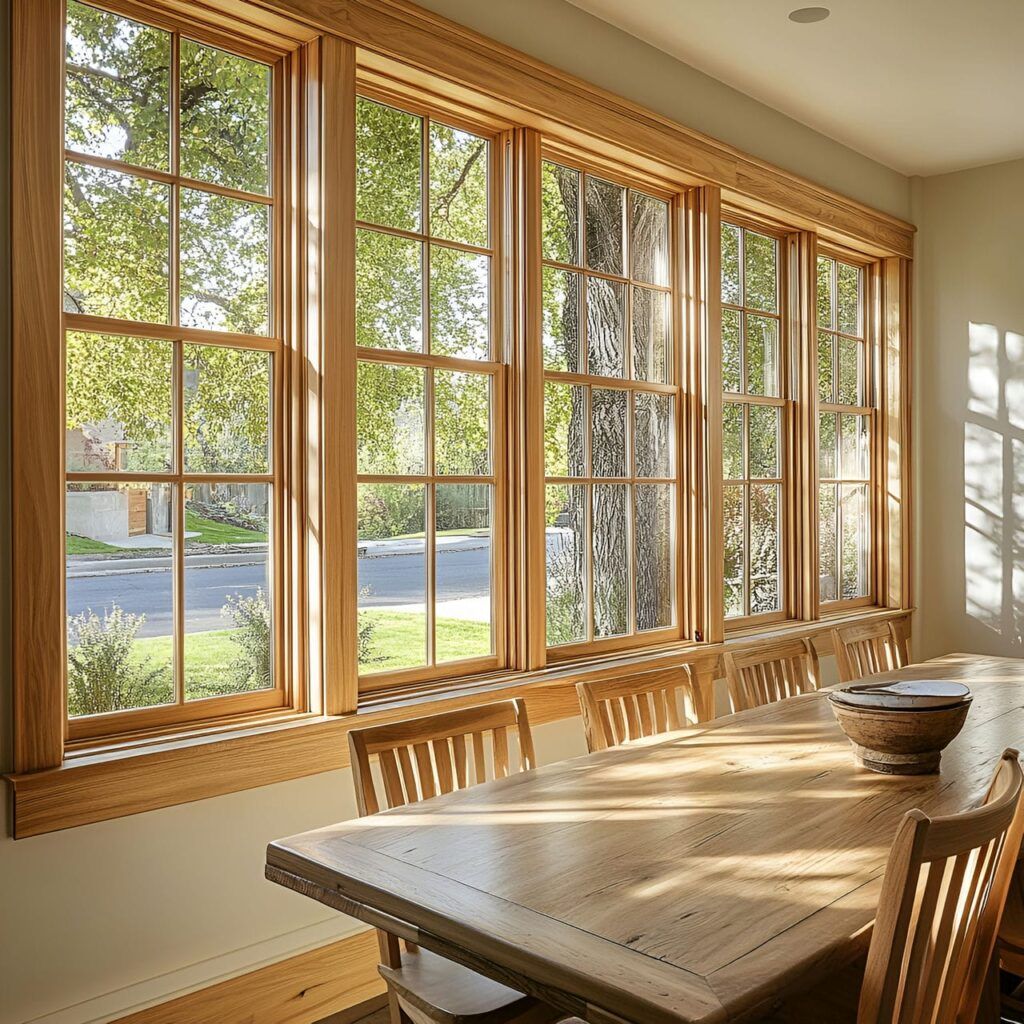 wooden double hung window in idaho